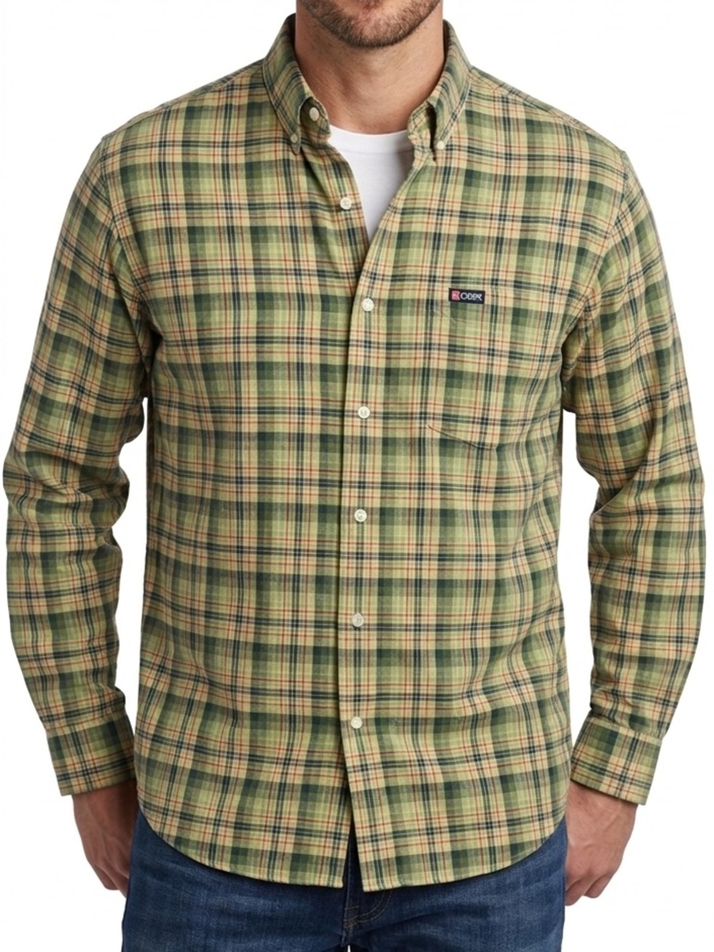 Chaps Classic Men's Green and Yellow Plaid Shirt